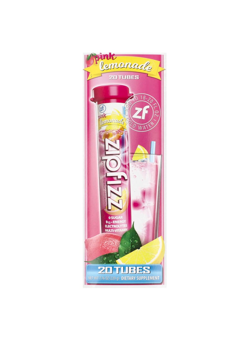Energy Drink Mix, Pink Lemonade, 20 Tubes, 0.39 oz (11 g) Each